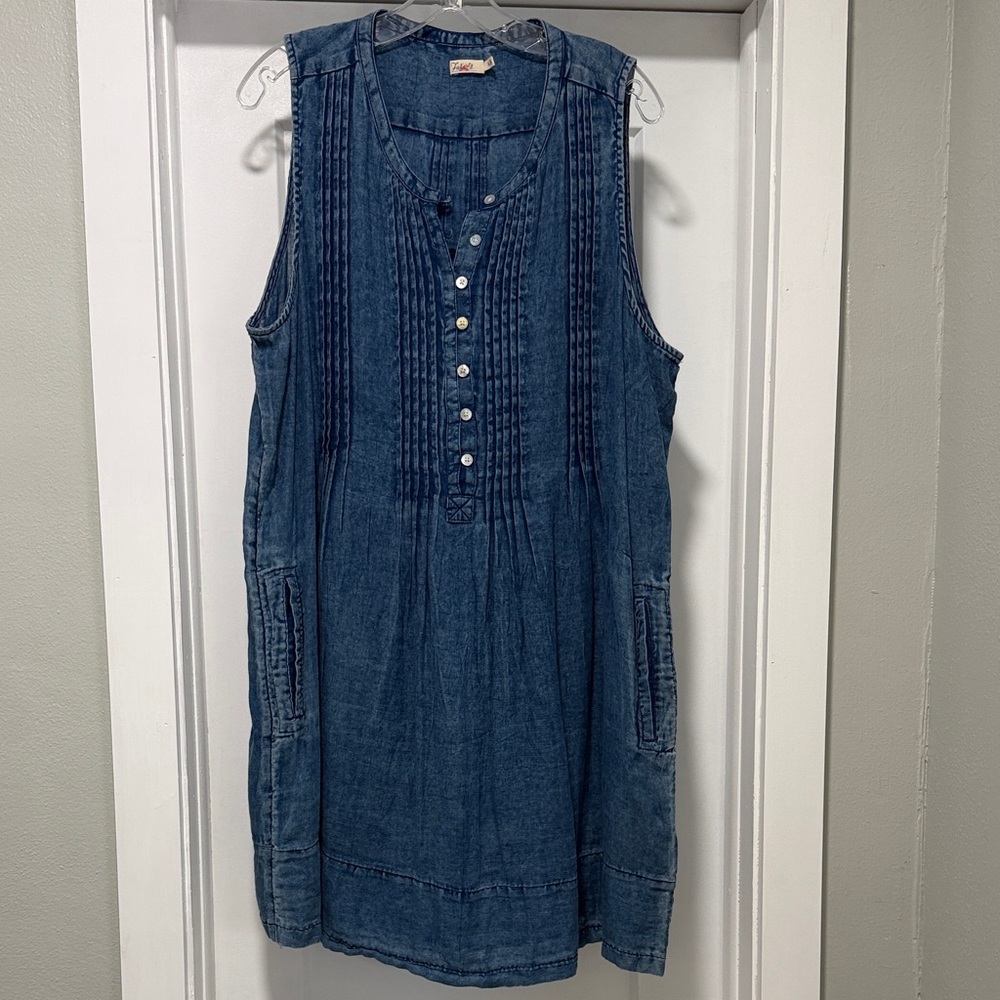 Faherty Isha navy cotton gauze dress